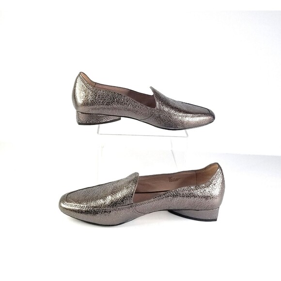 DONALD J PLINER Women's Icon Cracked Leather Metallic Bronze Loafers Sz 8 - Picture 7 of 15